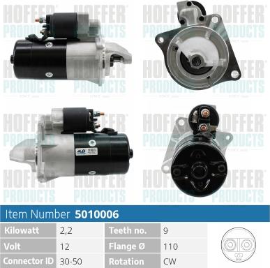 Hoffer H5010006 - Стартер autocars.com.ua