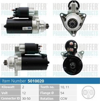 Hoffer H5010020 - Стартер avtokuzovplus.com.ua