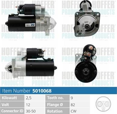 Hoffer H5010068 - Стартер autocars.com.ua