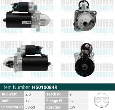 Hoffer H5010084R - Стартер avtokuzovplus.com.ua