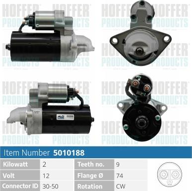 Hoffer H5010188 - Стартер avtokuzovplus.com.ua