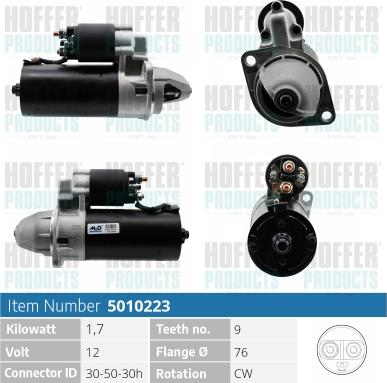 Hoffer H5010223 - Стартер autocars.com.ua