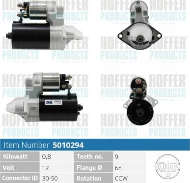 Hoffer H5010294 - Стартер autocars.com.ua