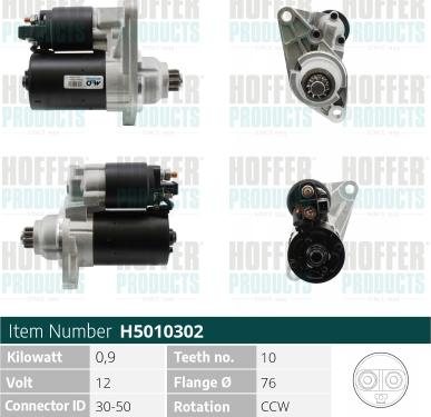 Hoffer H5010302 - Стартер autocars.com.ua