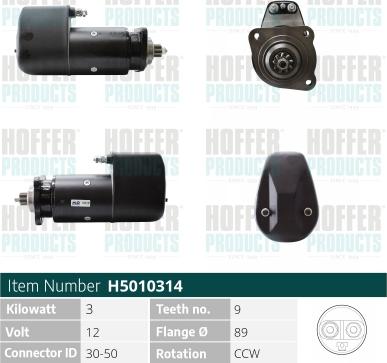 Hoffer H5010314 - Стартер autocars.com.ua