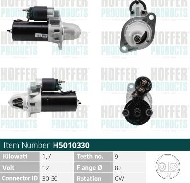 Hoffer H5010330 - Стартер avtokuzovplus.com.ua