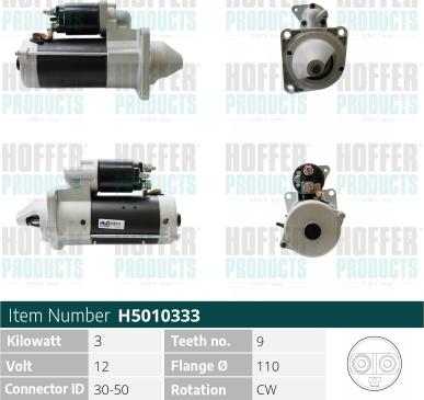 Hoffer H5010333 - Стартер avtokuzovplus.com.ua