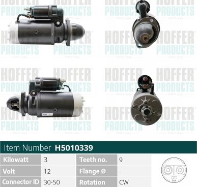 Hoffer H5010339 - Стартер autocars.com.ua