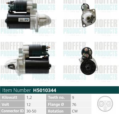 Hoffer H5010344 - Стартер avtokuzovplus.com.ua