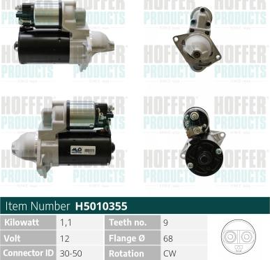 Hoffer H5010355 - Стартер avtokuzovplus.com.ua