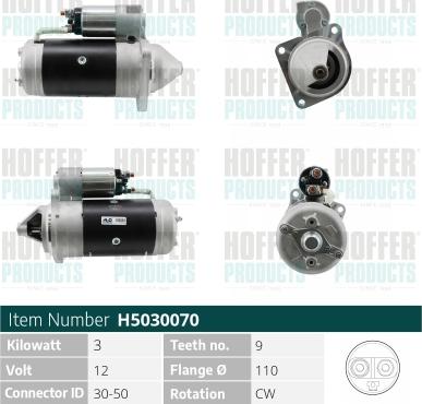 Hoffer H5030070 - Стартер avtokuzovplus.com.ua