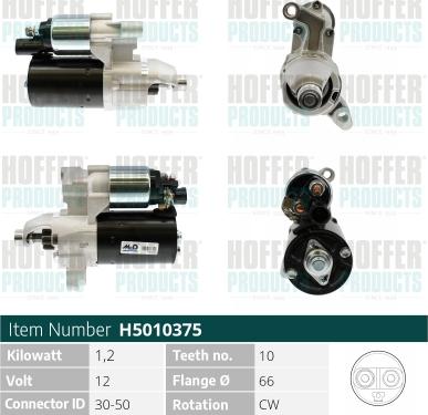 Hoffer H5010375 - Стартер autocars.com.ua