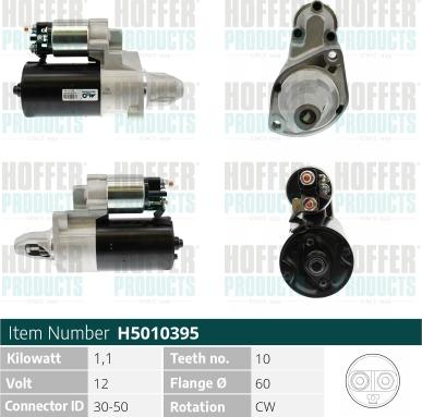 Hoffer H5010395 - Стартер autocars.com.ua