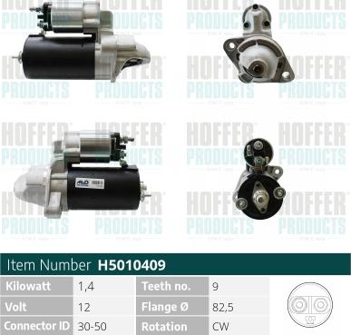 Hoffer H5010409 - Стартер avtokuzovplus.com.ua