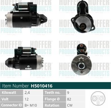 Hoffer H5010416 - Стартер autocars.com.ua