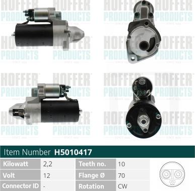 Hoffer H5010417 - Стартер avtokuzovplus.com.ua