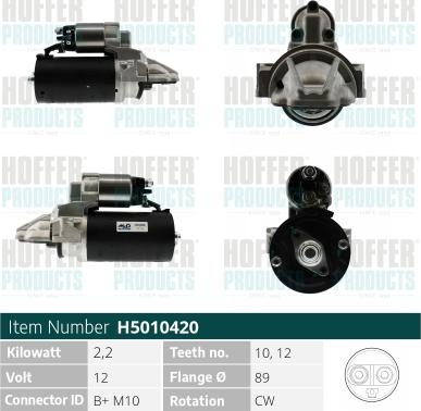 Hoffer H5010420 - Стартер autocars.com.ua