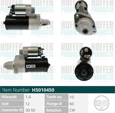 Hoffer H5010450 - Стартер autocars.com.ua