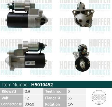 Hoffer H5010452 - Стартер autocars.com.ua