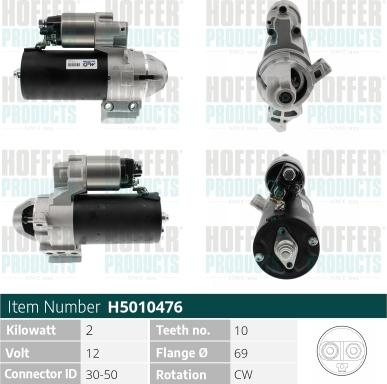 Hoffer H5010476 - Стартер autocars.com.ua