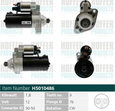 Hoffer H5010486 - Стартер autocars.com.ua