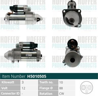 Hoffer H5010505 - Стартер autocars.com.ua