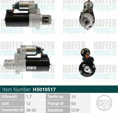 Hoffer H5010517 - Стартер autocars.com.ua