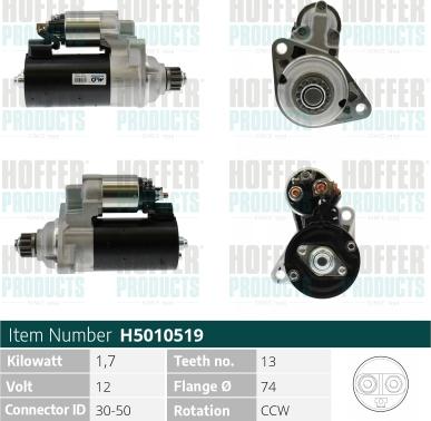 Hoffer H5010519 - Стартер autocars.com.ua