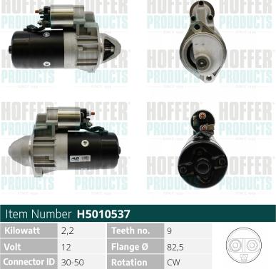 Hoffer H5010537 - Стартер autocars.com.ua