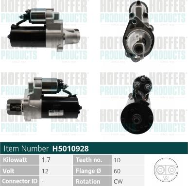 Hoffer H5010928 - Стартер autocars.com.ua