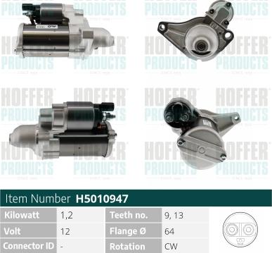 Hoffer H5010947 - Стартер autocars.com.ua