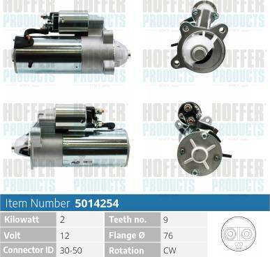 Hoffer H5014254 - Стартер avtokuzovplus.com.ua