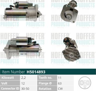 Hoffer H5014893 - Стартер autocars.com.ua