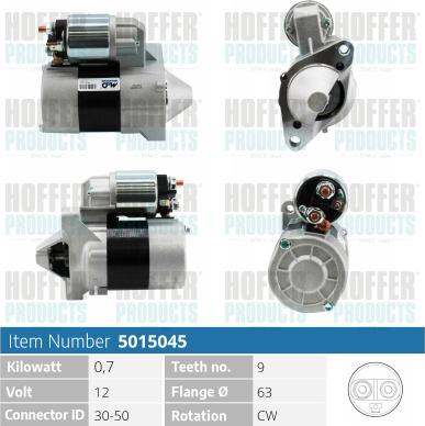 Hoffer H5015045 - Стартер autocars.com.ua