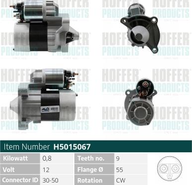 Hoffer H5015067 - Стартер avtokuzovplus.com.ua