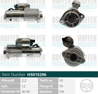 Hoffer H5015296 - Стартер autocars.com.ua