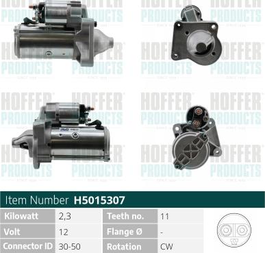 Hoffer H5015307 - Стартер avtokuzovplus.com.ua