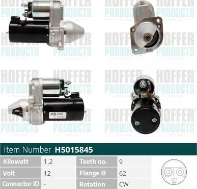 Hoffer H5015845 - Стартер autocars.com.ua