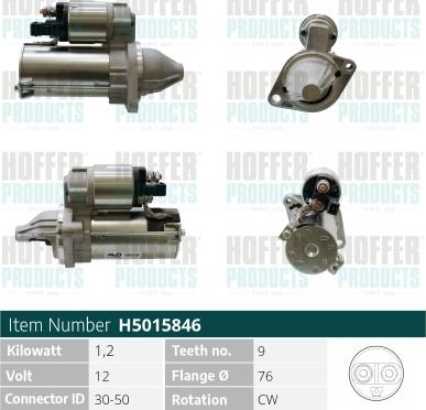 Hoffer H5015846 - Стартер autocars.com.ua