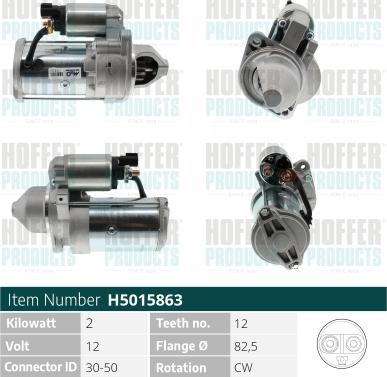 Hoffer H5015863 - Стартер autocars.com.ua