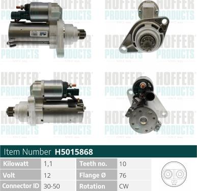 Hoffer H5015868 - Стартер autocars.com.ua