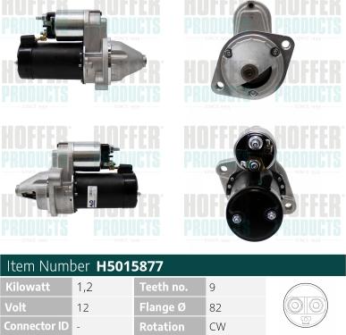 Hoffer H5015877 - Стартер autocars.com.ua