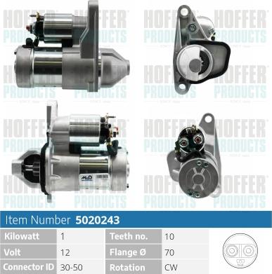 Hoffer H5020243 - Стартер avtokuzovplus.com.ua