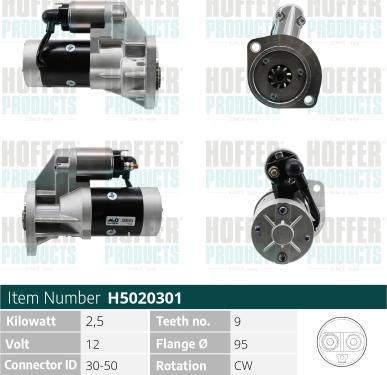 Hoffer H5020301 - Стартер avtokuzovplus.com.ua