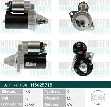 Hoffer H5025715 - Стартер autocars.com.ua