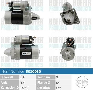 Hoffer H5030050 - Стартер autocars.com.ua