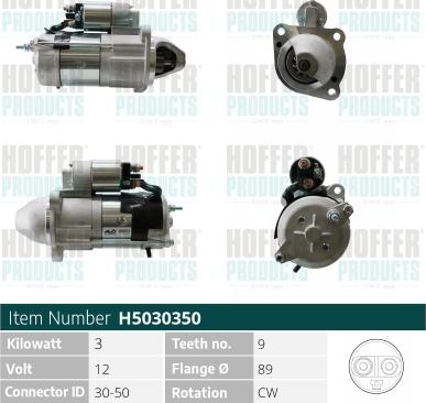 Hoffer H5040572 - Стартер autocars.com.ua