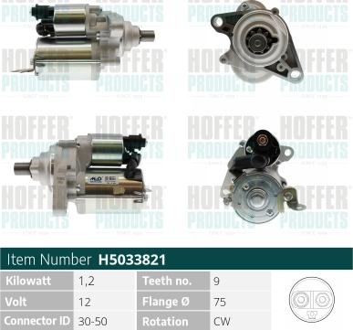 Hoffer H5033821 - Стартер autocars.com.ua