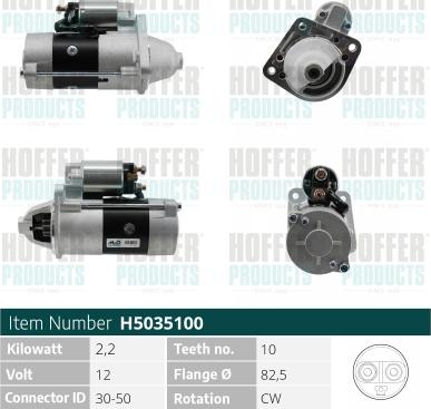 Hoffer H5035100 - Стартер avtokuzovplus.com.ua