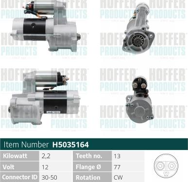 Hoffer H5035164 - Стартер autocars.com.ua